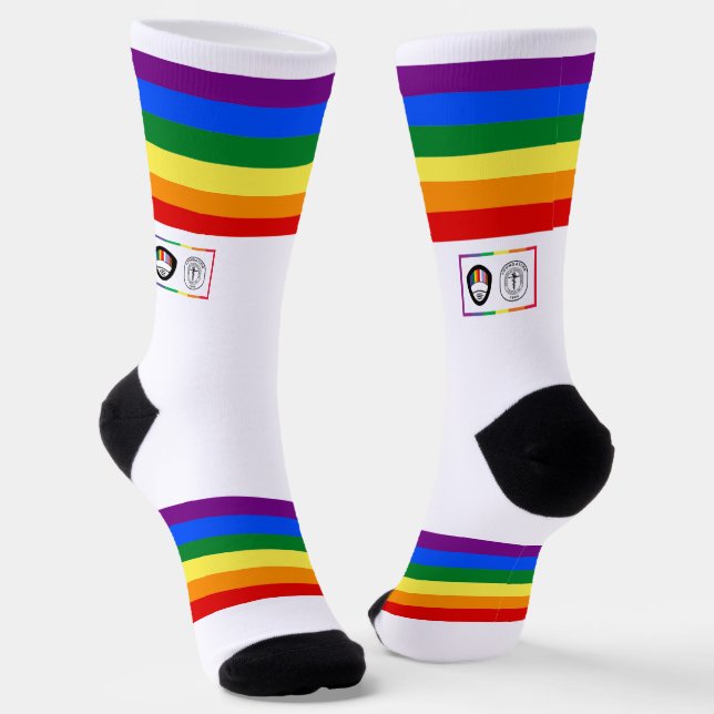 Chaussette Rainbow Stripe AOSA AWSF Pride Chaussettes d'équip (Angulaire)