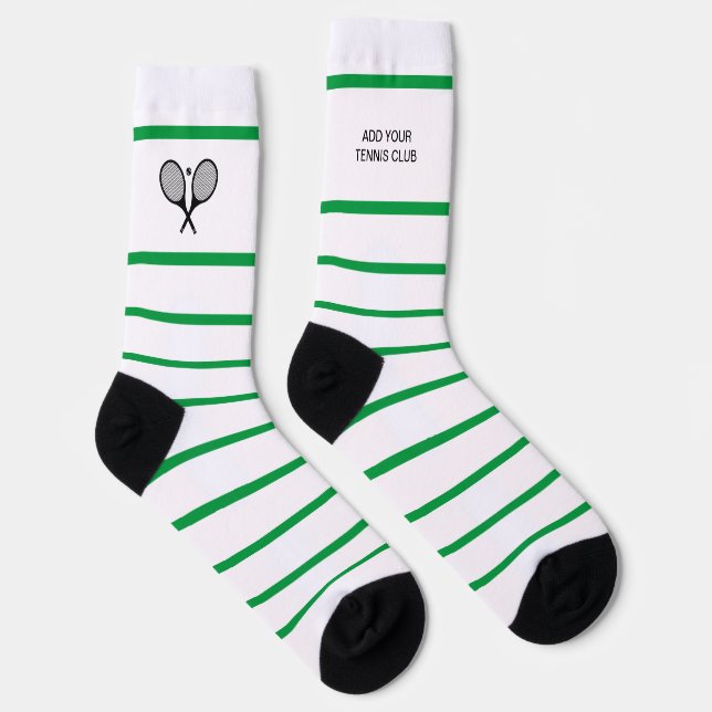 Chaussette Raquette de tennis en bande blanche verte personna (Droite)