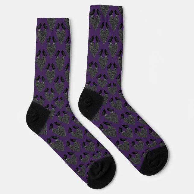 Chaussette Ravens gothiques et le coeur noir (Droite)