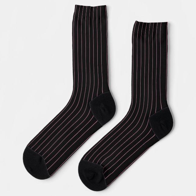 Chaussette rayé noir et rose (Gauche)