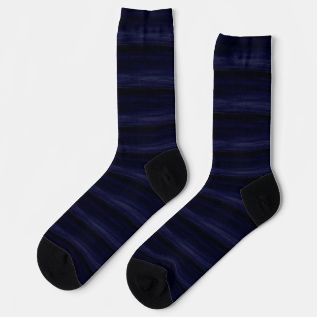 Chaussette Rayure royale bleue et noire irrégulière (Gauche)