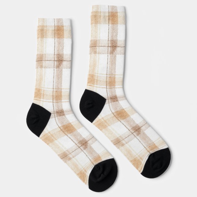Chaussette Rayures à Carreaux Crème Chaleureux Tan (Droite)