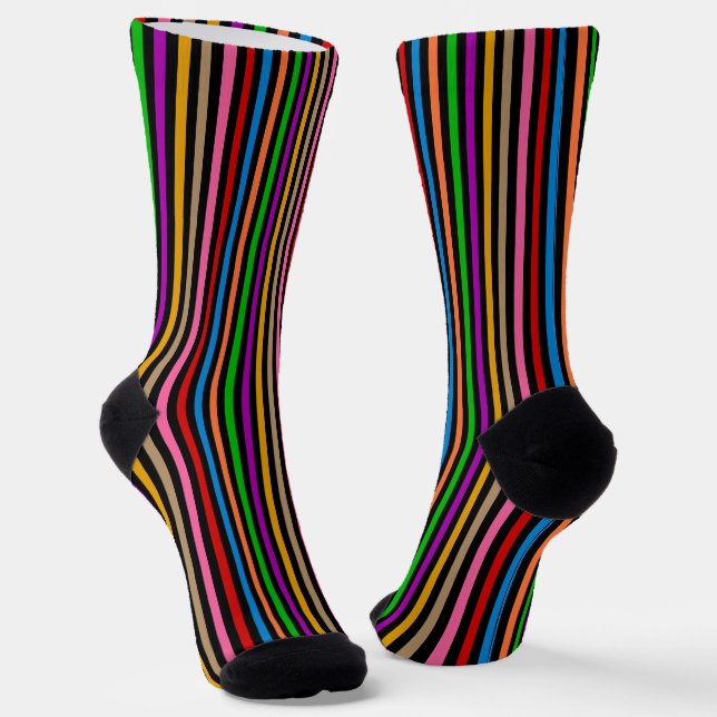 Chaussette Rayures arc-en-ciel colorées - Noir  (Angulaire)