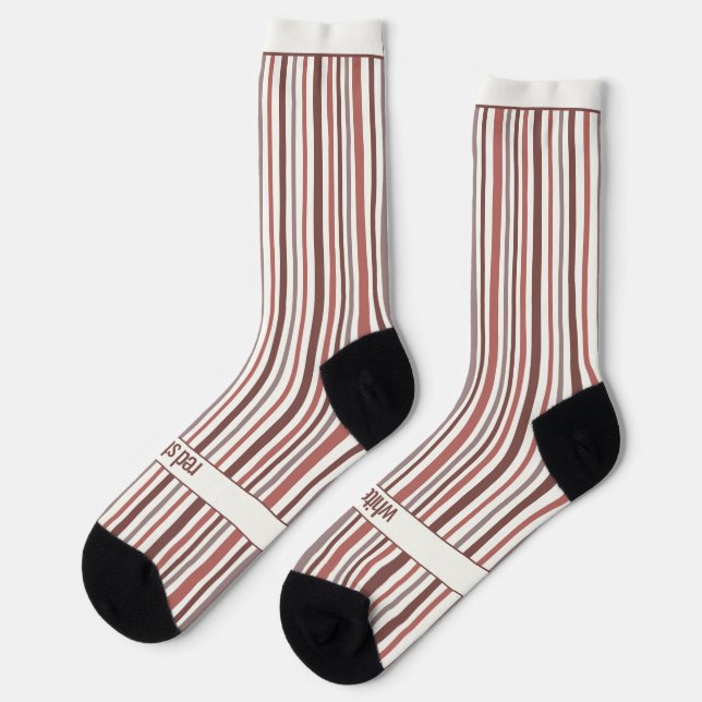 Chaussette Rayures chancelantes, rouges et blanches (Gauche)