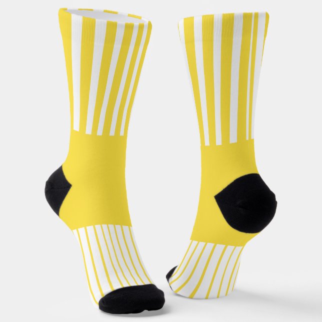 Chaussette Rayures Colour Pop - Jaune Citron et Blanc (Angulaire)