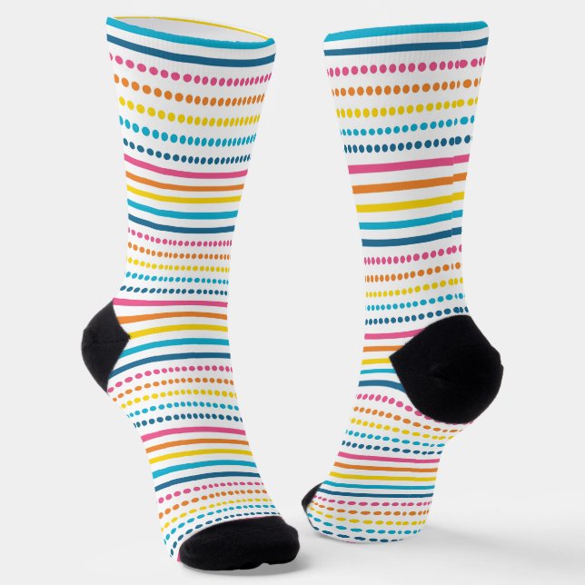 Chaussette Rayures géométriques horizontales pointillées colo (Angulaire)
