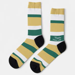 Chaussette Rayures harmonieuses Lignes Vert Or Blanc