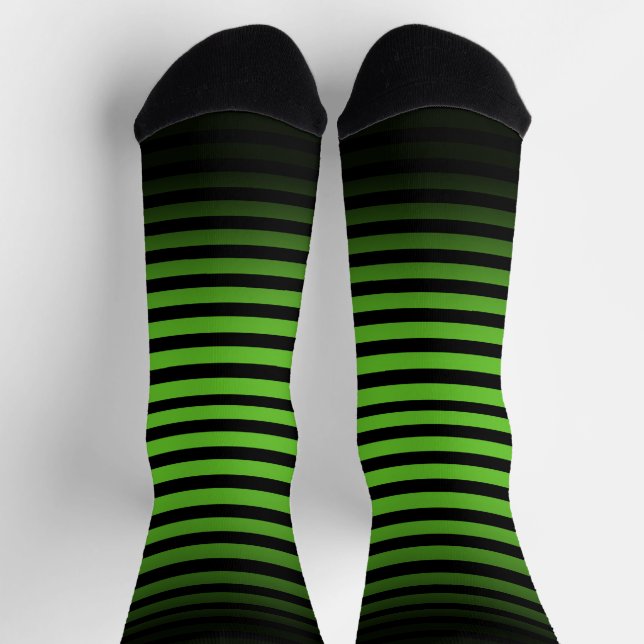 Chaussette Rayures horizontales ombre vert noir Halloween (Haut)
