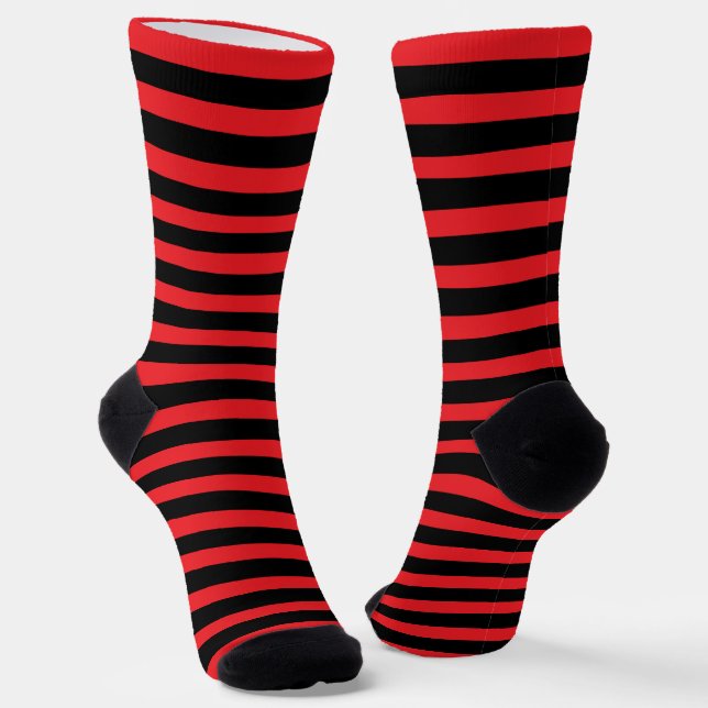 Chaussette Rayures noires et rouges modernes (Angulaire)