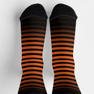 Chaussette Rayures ombrées horizontales orange noir Halloween