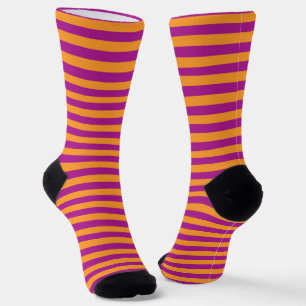 Chaussette Rayures orange violet motif sans fin