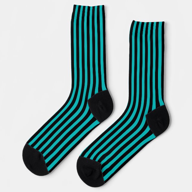 Chaussette Rayures turquoises Et Noires (Gauche)