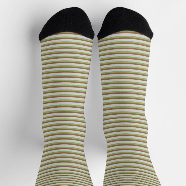 Chaussette Rayures Vertes Rétro Style Classique Moderne (Haut)