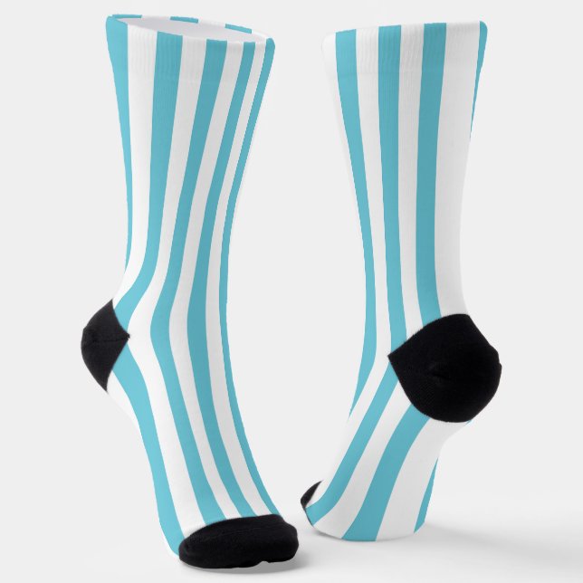 Chaussette Rayures verticales classiques bleu clair et blanc (Angulaire)