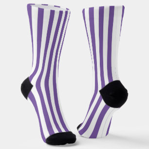 Chaussette Rayures verticales classiques violettes et blanche
