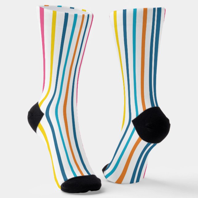 Chaussette Rayures verticales multicolores vibrantes (Angulaire)