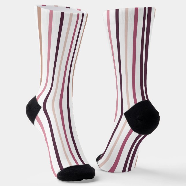 Chaussette Rayures verticales rose mauve (Angulaire)