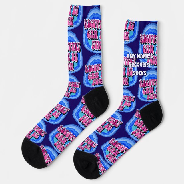 Chaussette Récupération NOM PERSONNALISÉ FUN Geode 12 Étapes  (Gauche)