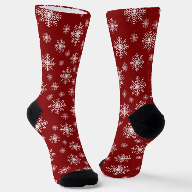 Chaussette Red And White Snowflakes (Angulaire)