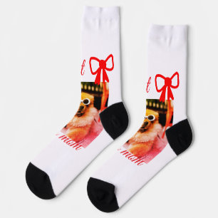 Chaussette Red bow best dog maman papa photo chien/animal nom