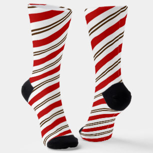 Chaussette Red & Chocolat Sucre de canne Brown rayures Noël