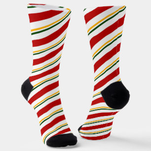 Chaussette Red Green & Gold Sucre de canne Stripes Noël