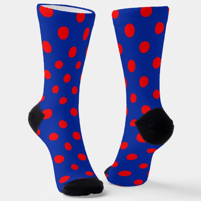 Chaussette Red On Blue Polka Dots Pattern Design  (Créateur téléchargé)