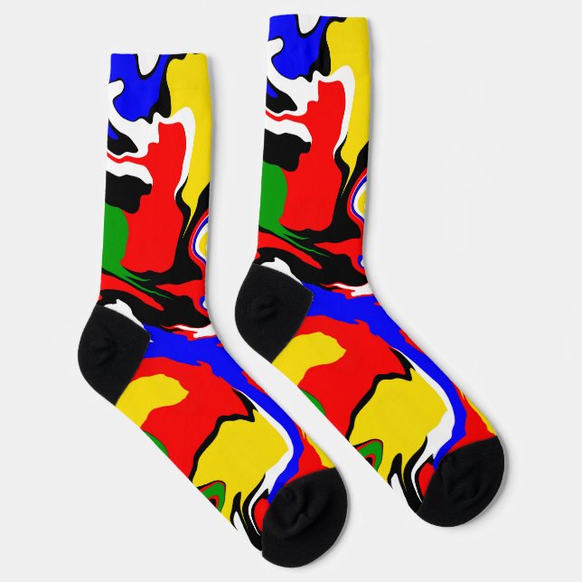 Chaussette Red, Yellow, Black, Blue and Green Swirls  (Droite)