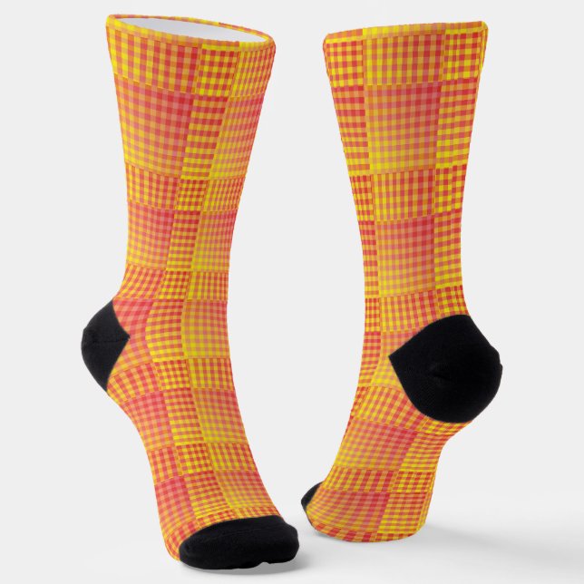Chaussette Red Yellow Checker Abstract Pattern (Angulaire)