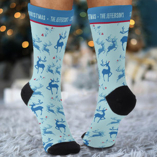 Chaussette Reindeer saint bleu rouge coutume nouveauté Noël