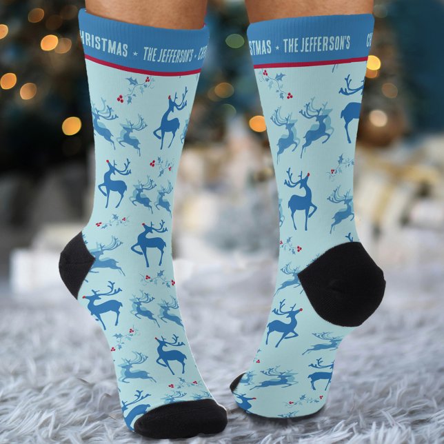 Chaussette Reindeer saint bleu rouge coutume nouveauté Noël (Créateur téléchargé)