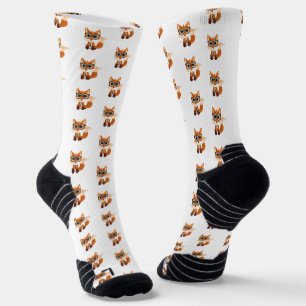 Chaussette Renard Mignon et Nerveux Kawaii Dessin Animé Athlé
