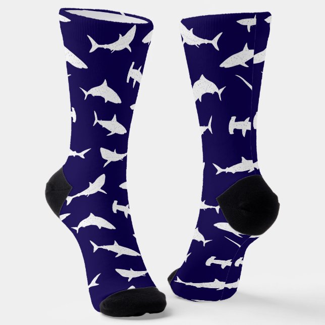 Chaussette requin Motif bleu et blanc (Angulaire)