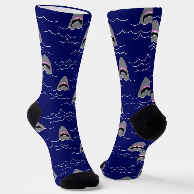 Chaussette Requins et Vagues océaniques Marine Motif de poiss (Angulaire)
