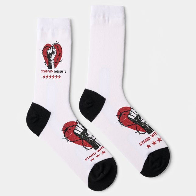 CHAUSSETTE RESTEZ AVEC LES IMMIGRANTS (Droite)