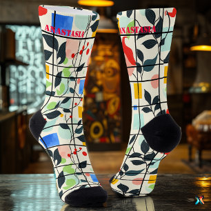 Chaussette Résumé botanique aux accents géométriques colorés