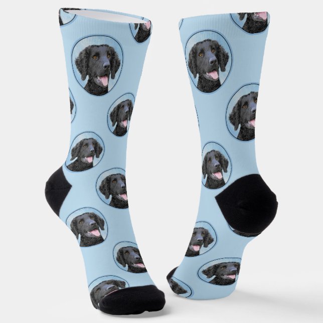 Chaussette Retriever recouvert de boue peint art original chi (Angulaire)