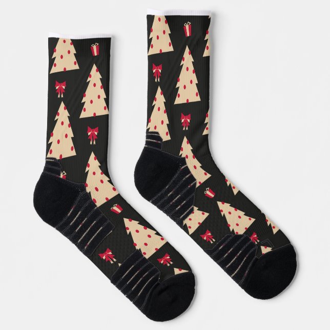 Chaussette Rétro Arbre de Noël Motif sans couture répétition (Droite)