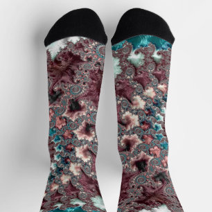 Chaussette Rétro Groovy Éclectique Bohémien Spirale Fractale