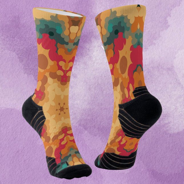 Chaussette Rétro Mandala rouge jaune et bleu (Créateur téléchargé)