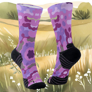 Chaussette Rétro Mandala violet rose et bleu