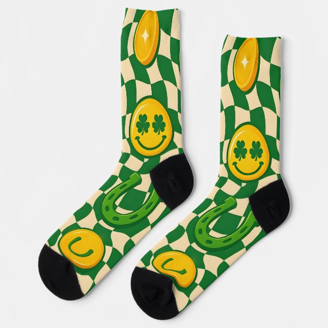 Chaussette Rétro Maximaliste Damier Saint-Patrick  (Gauche)