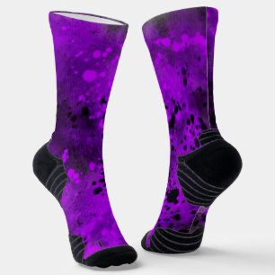Chaussette Retro Purple & Black Paint Splatter