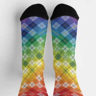 Chaussette Retro Rainbow Argyle Plaid Check Pattern