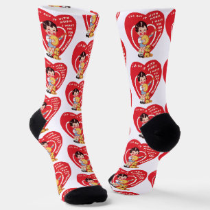 Chaussette Retro Saint-Valentin, musique de garçon vintage au