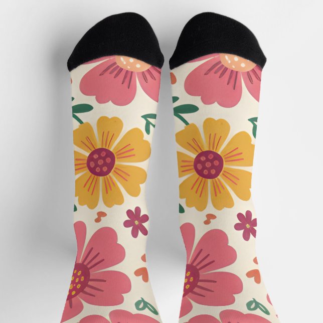 Chaussette Retro Sun-Kissed Bloom & Hearts Pattern (Haut)