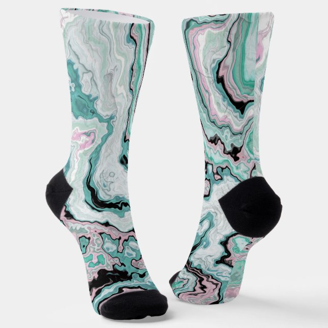 Chaussette Rêves d'agate de marbre rose menthe (Angulaire)