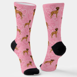 Chaussette Rhodesian Ridgeback Chien Love Coeur Motif rose