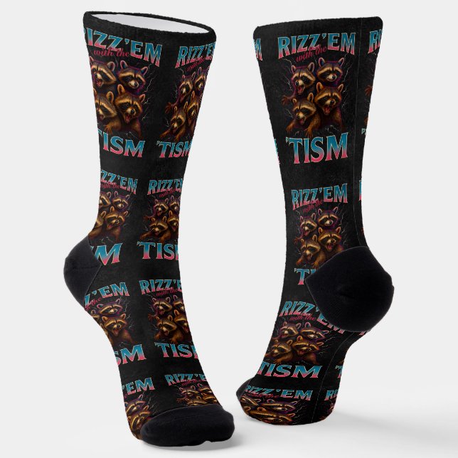 Chaussette Rizz Em avec le Tism Meme Autisme Drôle Raton Lave (Angulaire)