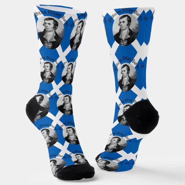 Chaussette Robbie Burns - In Grey Oidhche Bhlas Burns Saltire (Angulaire)